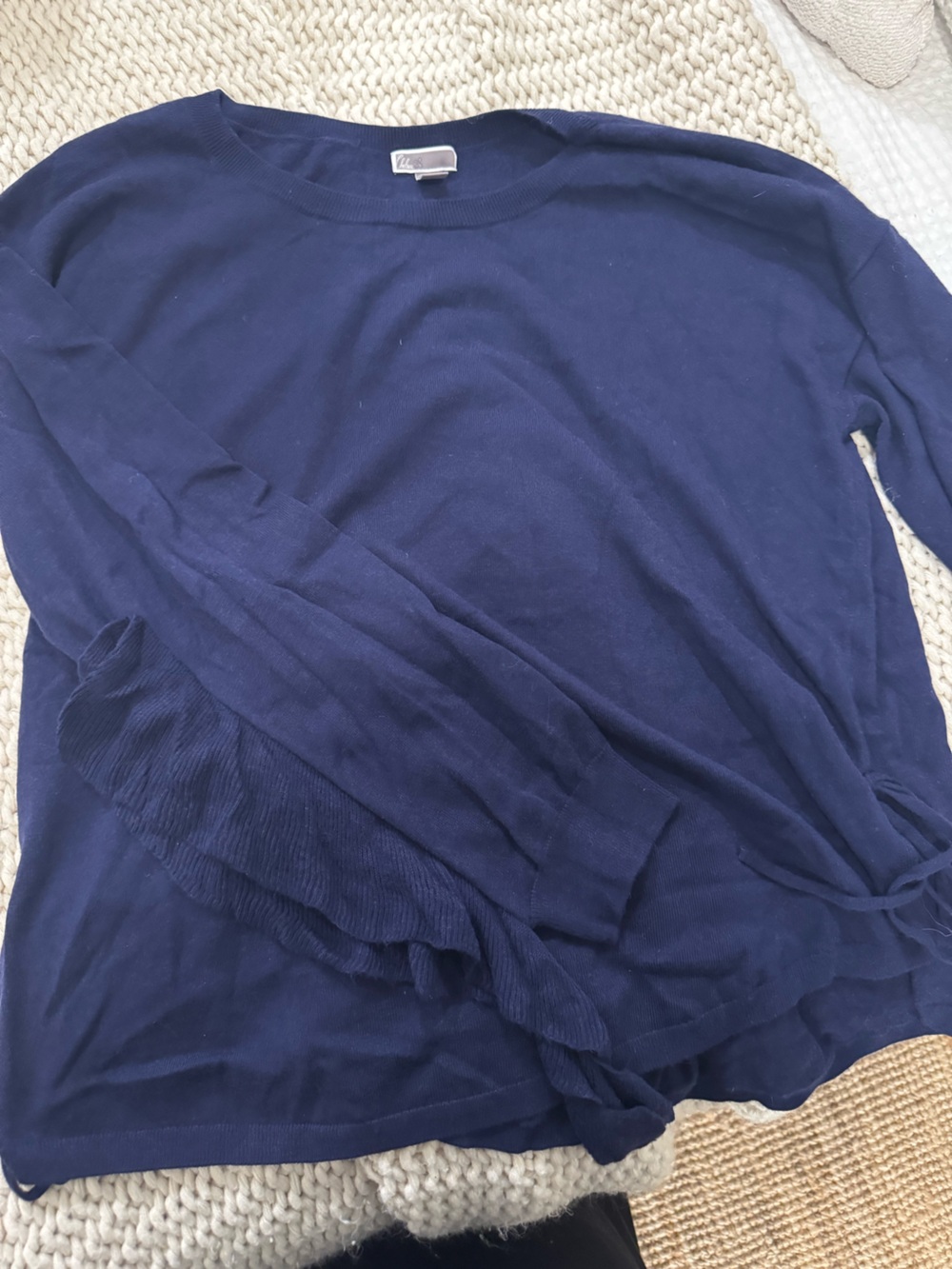 Chelsea28 Navy Blue Scoop Neck Lightweight Sweater